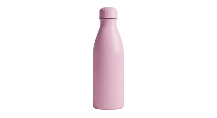 Pink reusable water bottle isolated on transparent background for hydration needs