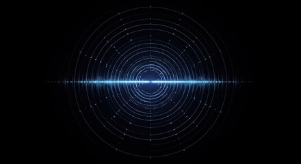 Abstract background featuring concentric energy waves radiating outward from a central point, symbolizing sound, frequency, or radar technology ,ripple ,communication ,energy