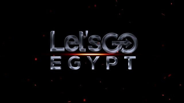 Lets go egypt text with arrow and sparks on black background