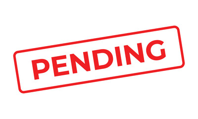 Red rectangular “PENDING” stamp on a white background, representing awaiting approval, incomplete process, or status update. Ideal for business, finance, and administrative concepts.