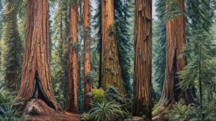 Redwood forest scene