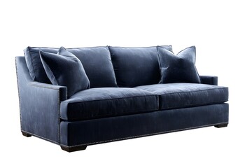 Obraz premium Slate Upholstered Settee with Beveled Armrests Ultra Realistic Refined Furniture for Modern Living Room Interior