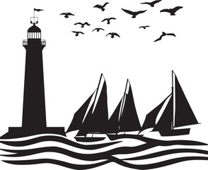 Lighthouse and Sailboats Silhouette | Nautical Vector Art

Sailing Scene with Lighthouse | Ocean Laser Cut Design

Seaside Lighthouse & Boats | Nautical Black Vector Illustration