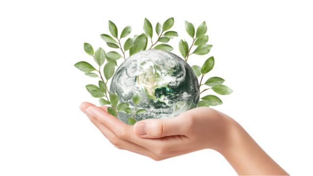 Earth in Hand with Greenery: Concept of Environmental Protection