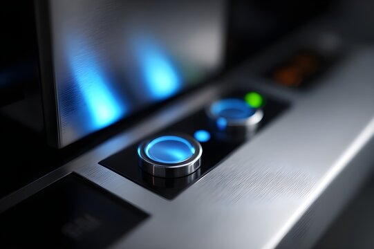 Illuminated Touchscreen Buttons On Automated Coffee Machine Modern Technology Interface Cafe Equipment Digital Control - Powered by Adobe