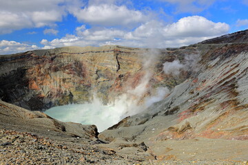 Aso Nakadake Crater, an active volcanic crater in Kurokawa, Aso, Kumamoto, Japan © leochen66