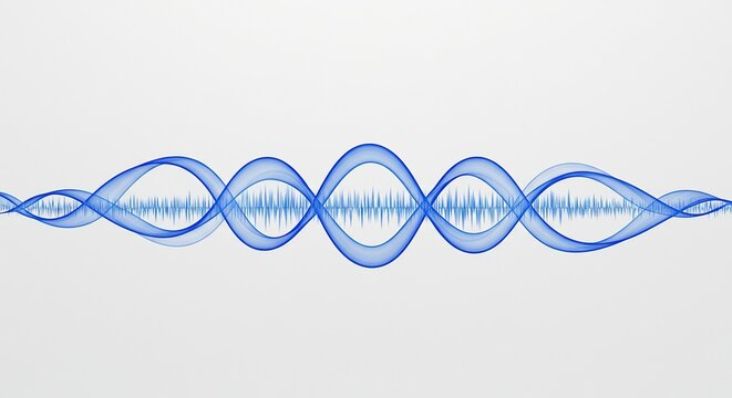 Abstract blue sine wave diagram showing periodic motion and cyclical movement on a blank white conceptual surface for scientific visualization, line, representation, mathematics