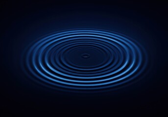 Obraz premium Abstract dark blue background showing powerful energy waves and expanding circular ripples, suggesting deep scientific resonance and vibration, illuminated, texture, fluid