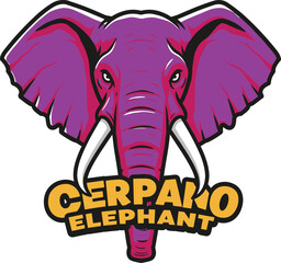 PrintPurple elephant mascot logo design with bold text, modern vector art, powerful wildlife illustration, creative branding, sports team emblem style