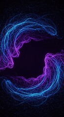 Abstract digital background showing a swirling network of interconnected curved blue and purple glowing pathways representing complexity and data flow ,purple ,structure ,shape