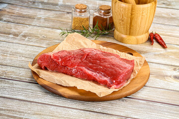 Raw beef flesh for cooking