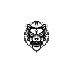 Angry lion head illustration logo
