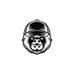 logo illustration of an angry bear head wearing a hat