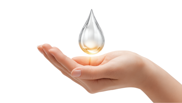 Water Drop Falling into Hand: Purity and Conservation