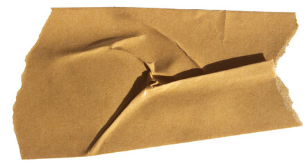 Ripped torn brown adhesive paper tape on transparent background