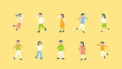 秋を過ごす子どもたちのイラストセット