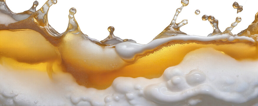 beer splashes, foam on a transparent background