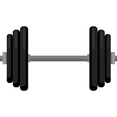 Gray Metal Barbell With Multiple Black Weight Plates On Each Side On A White Transparent Background Isolated Studio Shot