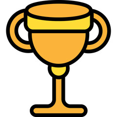 Golden Trophy Cup With Two Handles And Yellow Band Around The Rim On A Transparent Background
