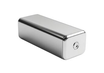 Fototapeta premium Silver rectangular object with rounded edges isolated on transparent background