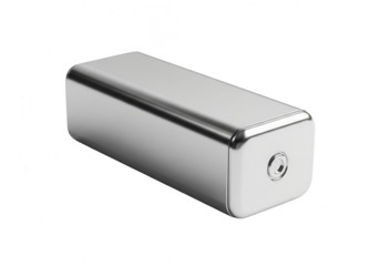 Silver rectangular object with rounded edges isolated on transparent background