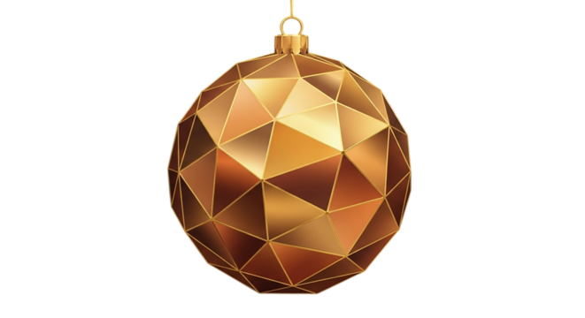 Golden geometric faceted christmas bauble holiday hanging decoration element