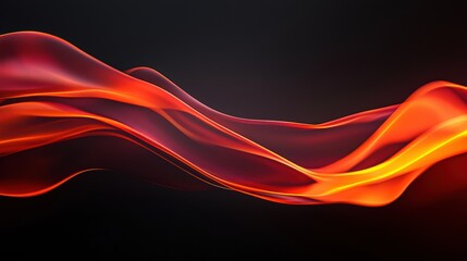 A fiery, abstract design with swirling red and orange hues against a black background.