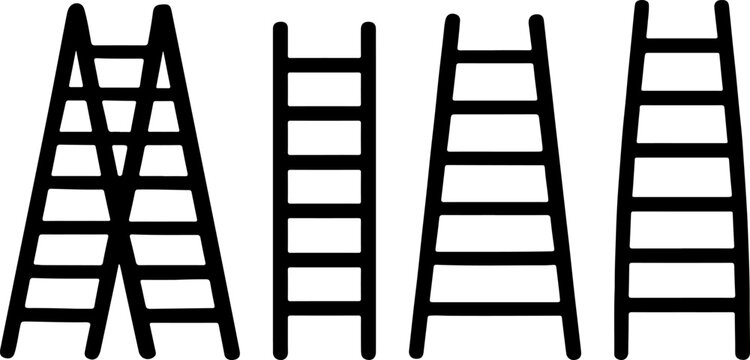 Ladder silhouette, ladder clipart, ladder vector art, ladder vector, vector of ladders set isolated