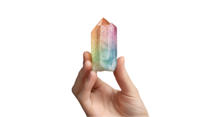 Hand Holding Rainbow Aura Quartz Crystal: Healing and Spirituality