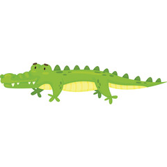 Green Alligator Illustration on Transparent Background Pixel Art Style