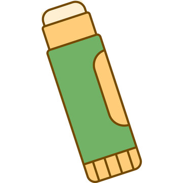 Green And Beige Lip Balm Stick Isolated On White Background With Simple Flat Design