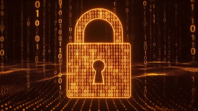 Vibrant Digital Lock on Binary Background