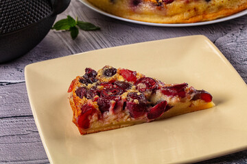 Crusty pie with fresh cherry