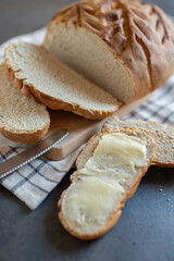 Close-up of whole wheat sourdough bread