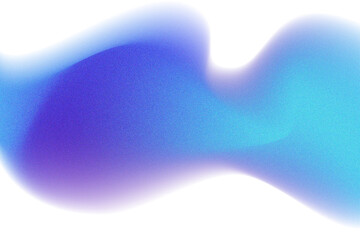 Abstract blue blurred gradient flowing wave form with grain texture, isolated dusty brush texture PNG. Iridescent smooth noise design element, transparent background. Aesthetic decoration.