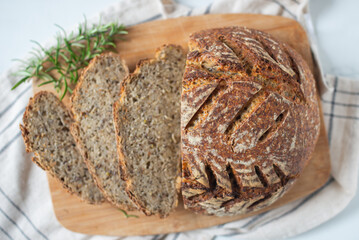 Close-up of whole wheat sourdough bread