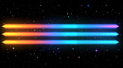A vibrant, abstract image of three parallel lines, each transitioning from a warm orange to a cool blue, set against a starry night sky.