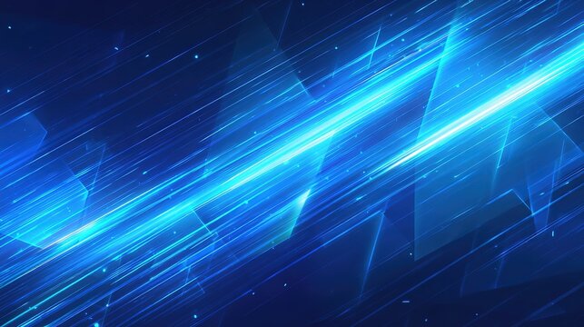 Blue tech background with glowing lines and triangles, geometric vector illustration for business presentations and modern digital designs.