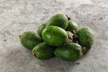Fresh sweet juicy green feijoa fruit