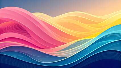 Colorful Abstract Wave Background with Pink, Yellow, and Blue Flow
