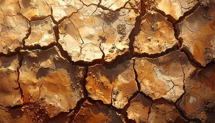 乾いた地面のひび割れテクスチャ、砂色の自然背景素材
