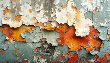塗装が剥がれた壁のテクスチャ、レトロな質感の背景素材