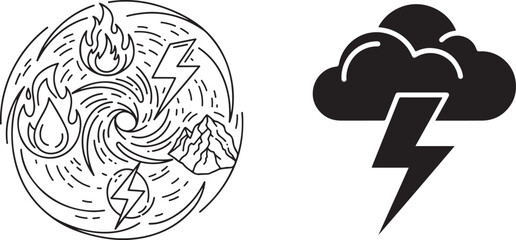 Line Art Natural Elements Spiral and Solid Storm Weather Icon