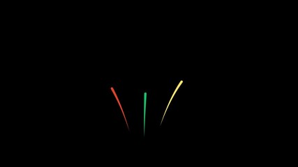 Animation of shape fireworks. Appearance of one at a time and all three at once.
