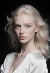 Naklejka premium Dramatic cinematic style, supermodel with fair skin, early 20s