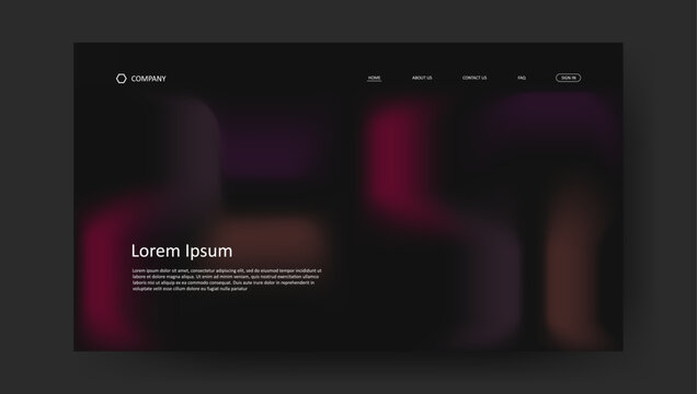 Abstract wave futuristic design of landing page. retro gradient mesh website design	