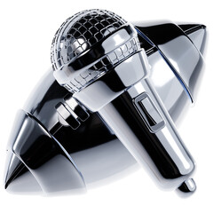 Silver Microphone and American Football Illustration