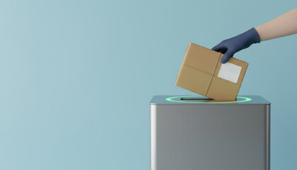 One person delivery package e commerce contactless drop, clean minimal scene