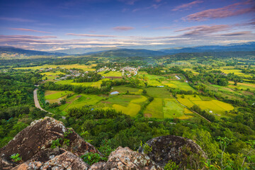 Landscape of  small village border of Thailand and Laos,