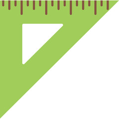 Green Set Square With Brown Ruler Markings On A Transparent Background Representing Measurement And Geometry